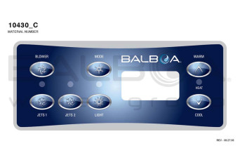  Balboa | Top Side Panel VL701S Blower, Jets 1, Jets 2, Mode, Light, Warm, Heat/Cool 151069-30